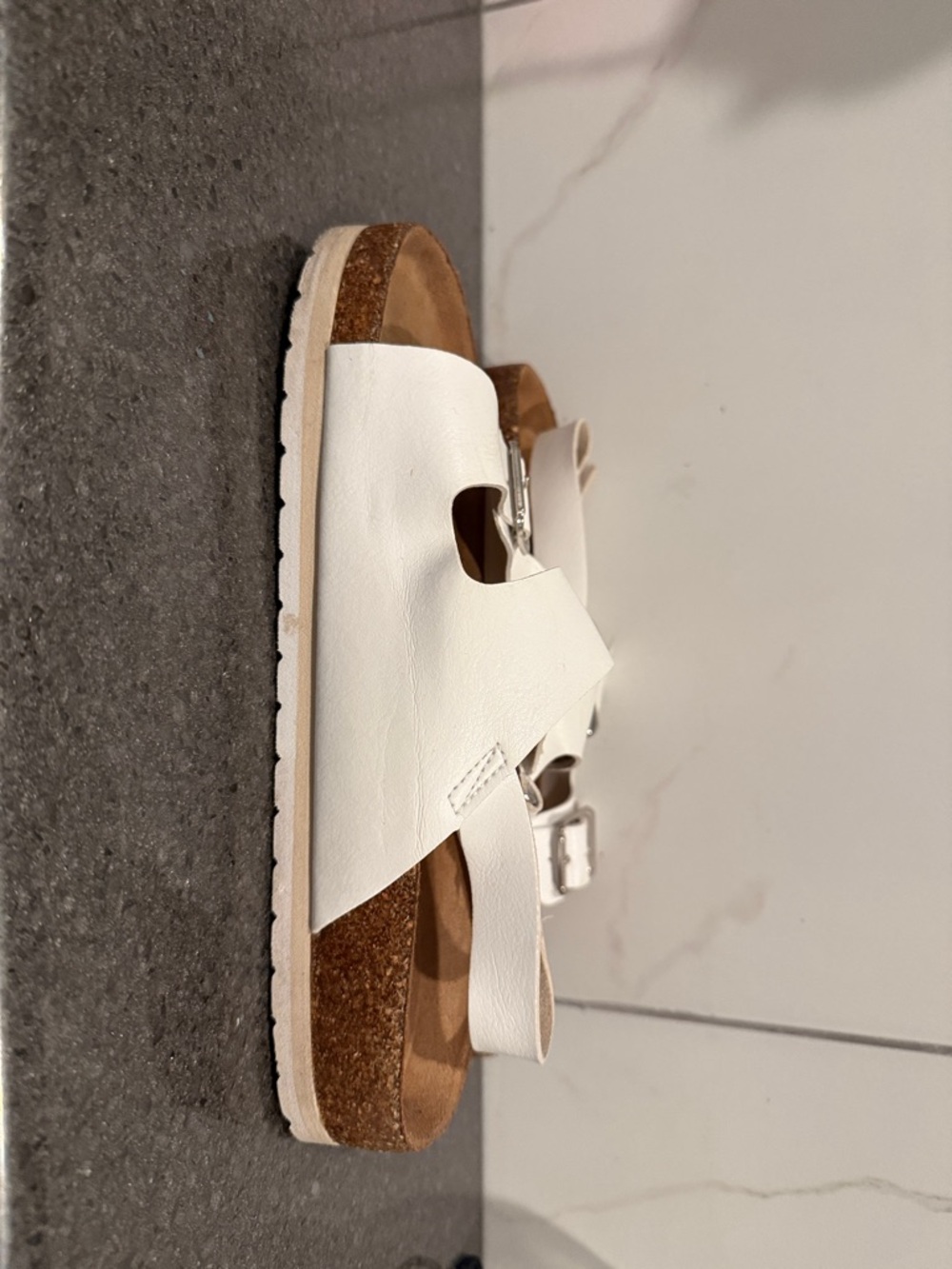 Time and Tru White Double-Buckle Slingback Sandals - Picture 5 of 9